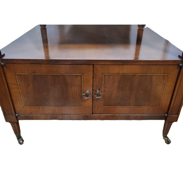 Vintage American Mahogany Double Door Two Tier Sofa End Table Cabinet For Sale - Image 11 of 14