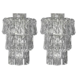 Kinkeldey Mid Century Large Three Tier Sconces - a Pair