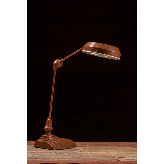 c. 1940s; Flexo (Art Specialty Co.) - Chicago, IL Articulating industrial task lamp with integrated magnifying lens,...