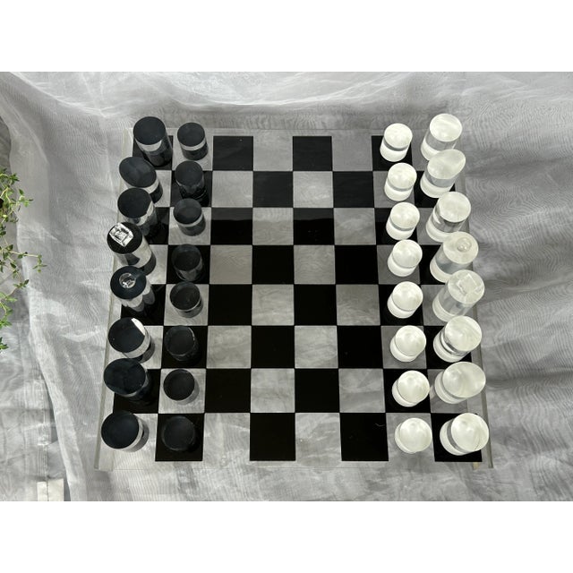 Mid Century Modern Acrylic Chess Set Game For Sale - Image 13 of 13