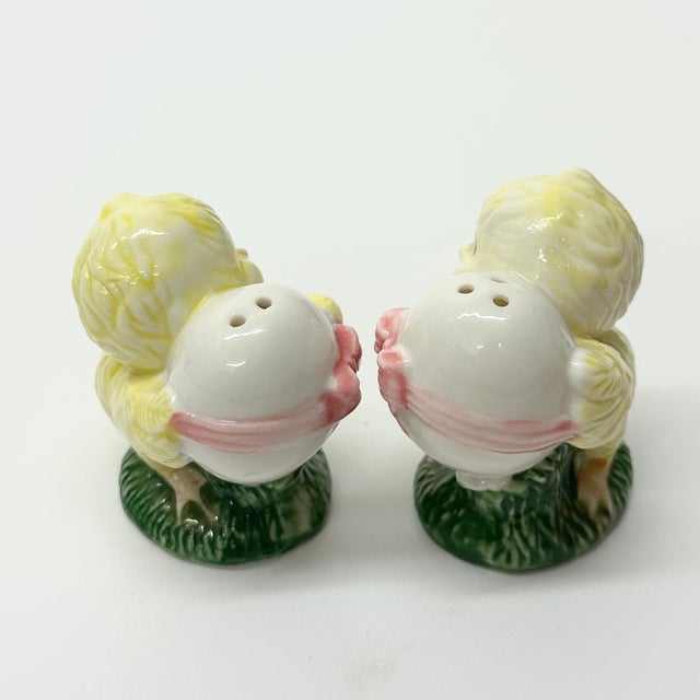 Spring Chickens Ceramic Salt & Pepper Shakers For Sale - Image 4 of 7