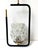 French Mid-Century Modern Black Metal, Brass & Pressed Glass Pendant Light, France, 1950s For Sale - Image 4 of 7