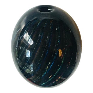 Robert Eickholt Iridescent Art Glass Swirl Vase Easter Egg Mid Century Modern Murano For Sale