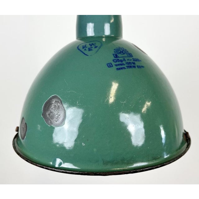 Industrial Green Enamel Factory Lamp, 1960s For Sale - Image 4 of 16