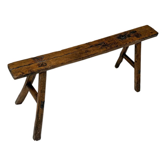French Rustic Provincial Bench in Pine and Elm, 1950s For Sale