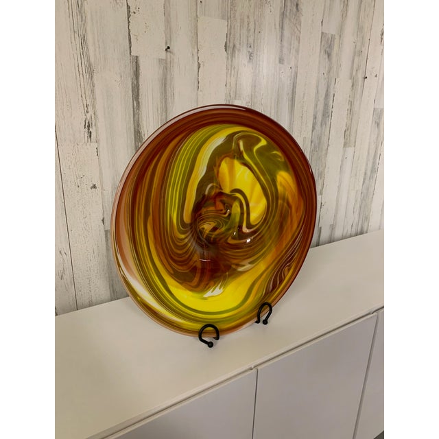 Vintage Over-Sized Art Glass Bowl / Charger For Sale - Image 9 of 12