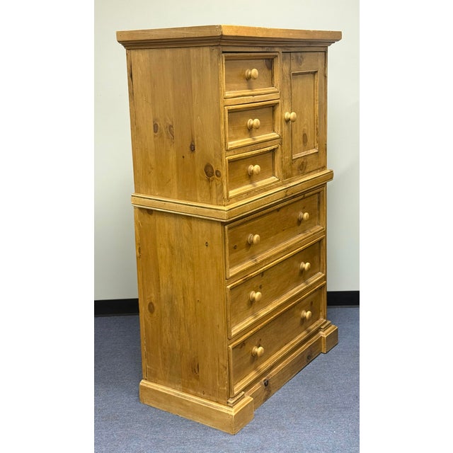 Rustic Scrubbed Pine Farmhouse Chest of Drawers For Sale - Image 11 of 12