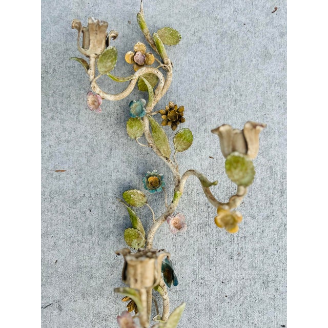 Italian Vintage Italian Tole Candle Wall Sconces For Sale - Image 3 of 6