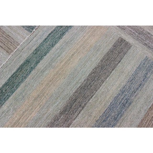 Flat-Weave Kilim in Striped Design by Keivan Woven Arts 8'1 X 11'4 For Sale - Image 12 of 12