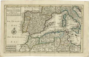 Antique Map of the Mediterranean Sea and Surroundings by Keizer & De Lat, 1788