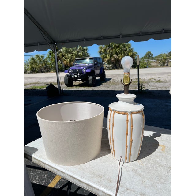 Mid 20th Century Mid-Century Modern Faux Bamboo Ceramic Table Lamps - a Pair For Sale - Image 4 of 4