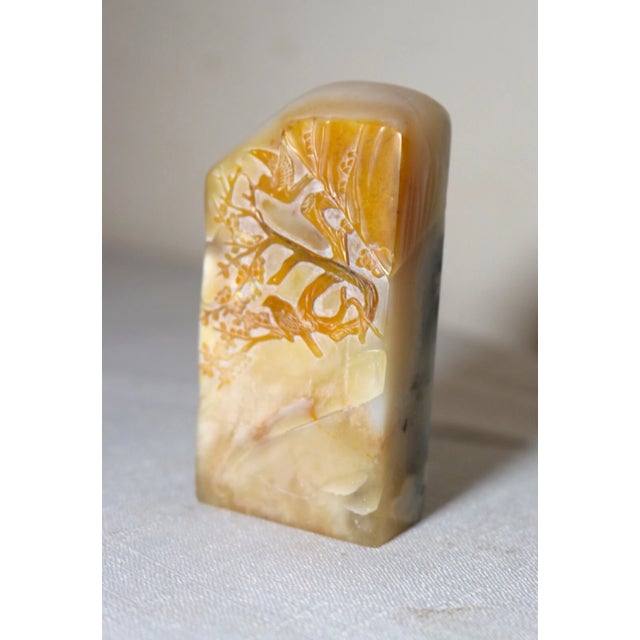 Antique Carved Chinese Shoushan Hard Stone Landscape Sculpture Statue Seal Block For Sale - Image 4 of 12