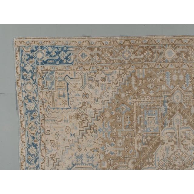 Textile Vintage Circa 1940 Lightly Distressed Heriz Rug 9ft 10in X 12ft 6in For Sale - Image 7 of 10