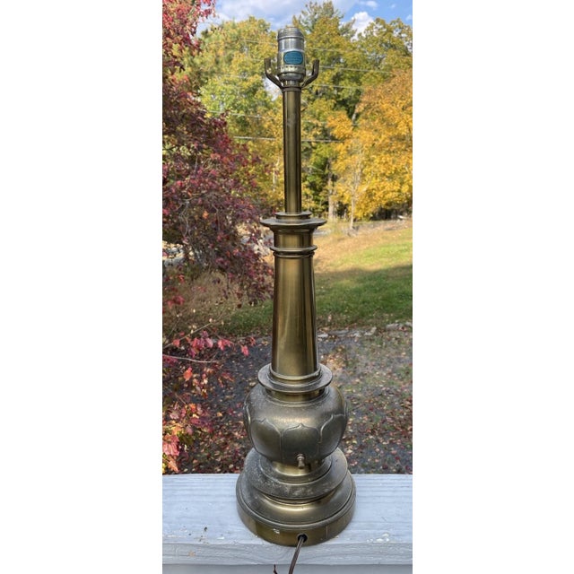 Vintage Mid-Century Modern Stiffel 'Lotus' Banquet Table Lamp Brass Lighting For Sale - Image 11 of 18
