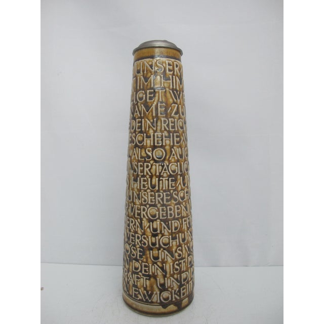 Reinhold Merkelbach German Lords Prayer 13 1/2" Tall Pottery & Pewter Beer Stein For Sale In Portland, OR - Image 6 of 9