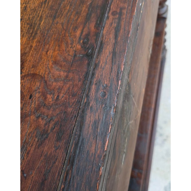 Antique English Jacobean Revival Oak Server With Carved Grotesque Masks and Barley Twist Supports, Circa 1830 For Sale In Washington DC - Image 6 of 18