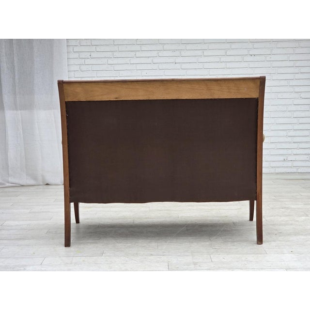 Danish 2-Seater Highback Sofa in Furniture Velour and Lacquered Teak Wood, 1950s For Sale - Image 14 of 18