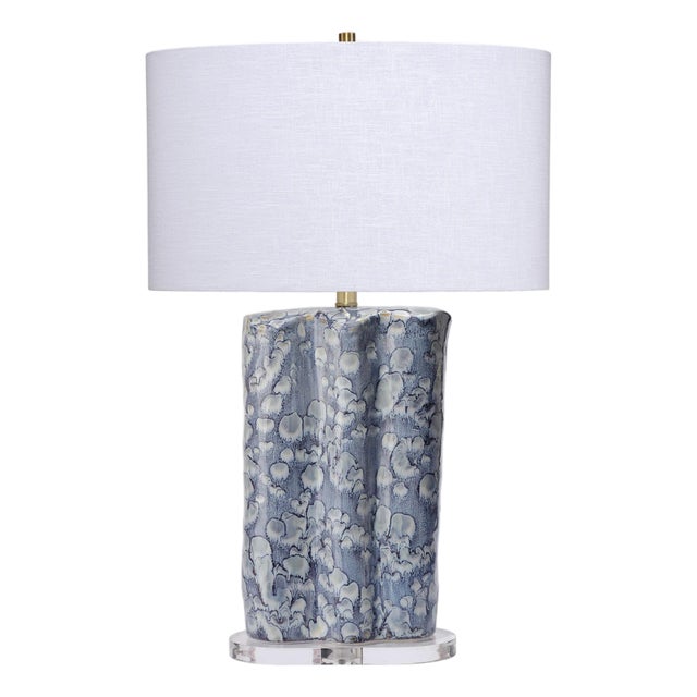 Jamie Young Flurry Ceramic Table Lamp with Linen Shade For Sale