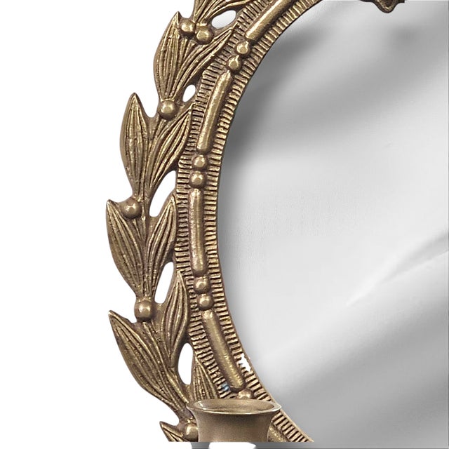 Brass Vintage Brass Mirrored Double-Arm Wall Sconce, 13" For Sale - Image 8 of 11