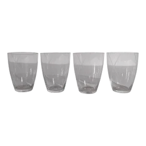 Set of 4 Mid-Century Etched Drinking Glasses