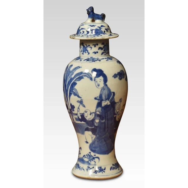 Ceramic 19th Century Chinease Blue & White Vase For Sale - Image 7 of 8