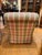American Pair of Pink and Green Plaid Upholstered Armchairs For Sale - Image 3 of 10