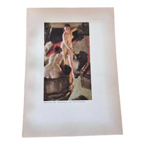 Improvised Bath by Anders Zorn Original Antique Chromolithograph. Female Nude, Printed in Sweden 1928.