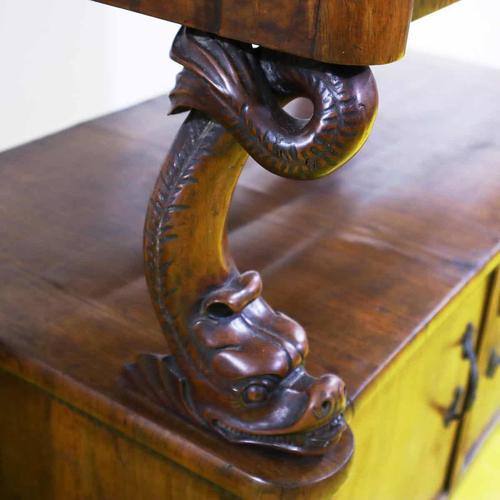 Brown Wooden Credenzas with Carved Legs and Doors, Set of 2 For Sale - Image 8 of 18