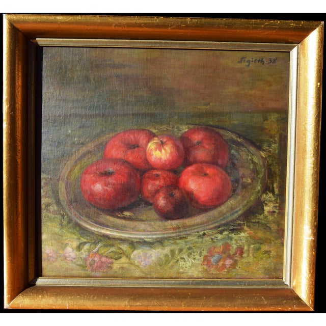 Modern Paul Segieth, Still Life with Apples, 1938, Oil Painting, Framed For Sale - Image 3 of 13