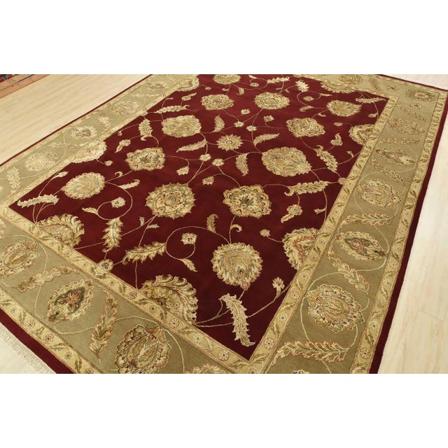 Traditional Agra Rug 9’1” X 12’3” Red Wool/Silk Traditional Hand-Knotted Oriental Carpet For Sale - Image 3 of 12