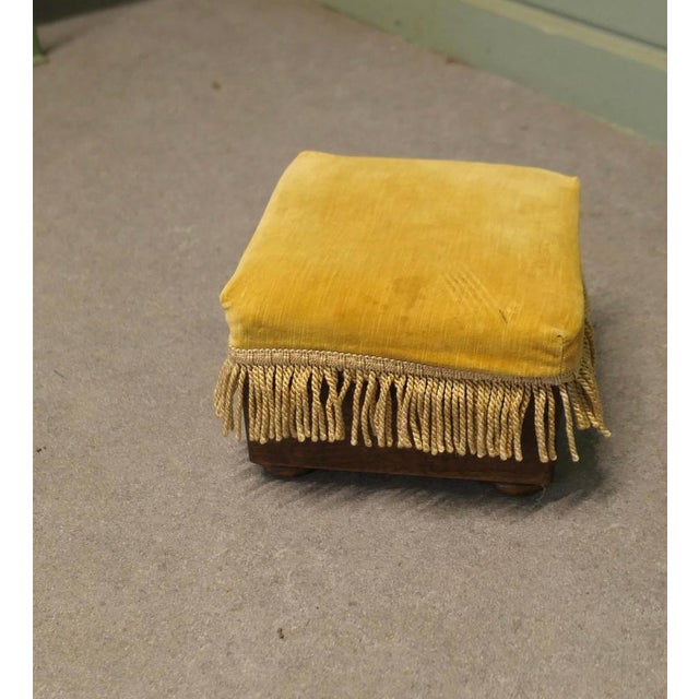Victorian Mustard Velvet Foot Stool or Bed Step A Lovely piece, this Victorian stool is Square, it is upholstered in...
