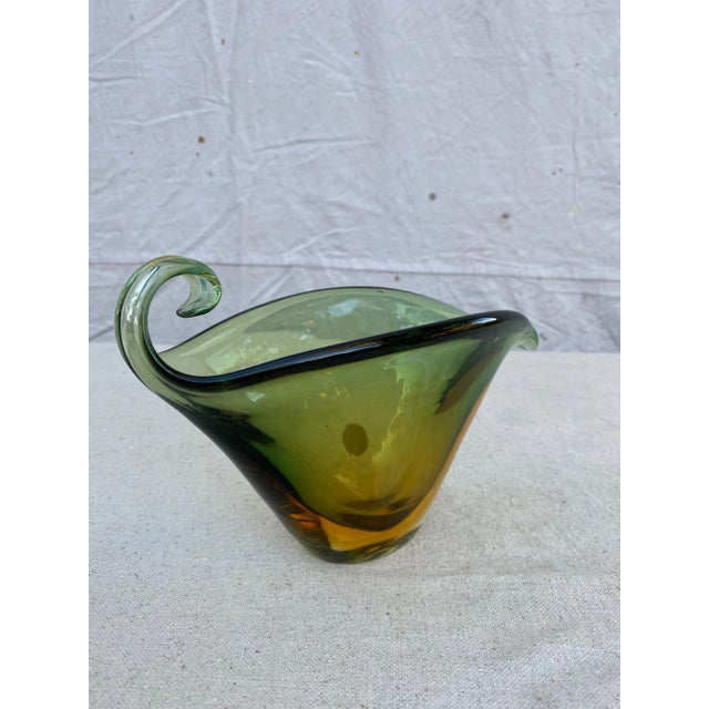 Vintage Hand-Blown Green Murano Bowl For Sale In Denver - Image 6 of 13