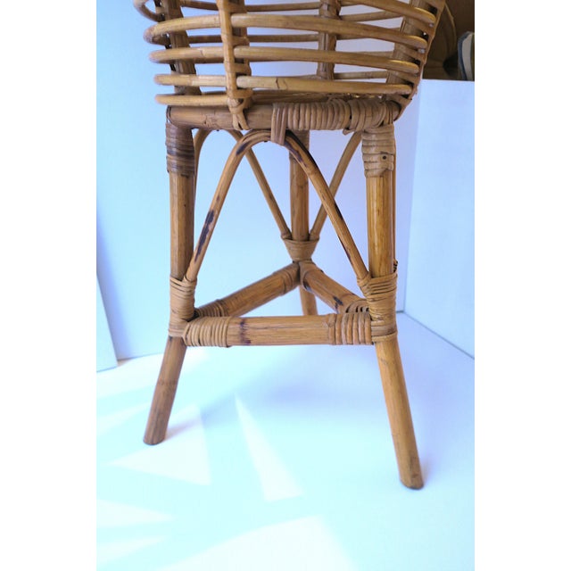 Wood Wicker Rattan Plant Stand Holder Cachepot For Sale - Image 7 of 9