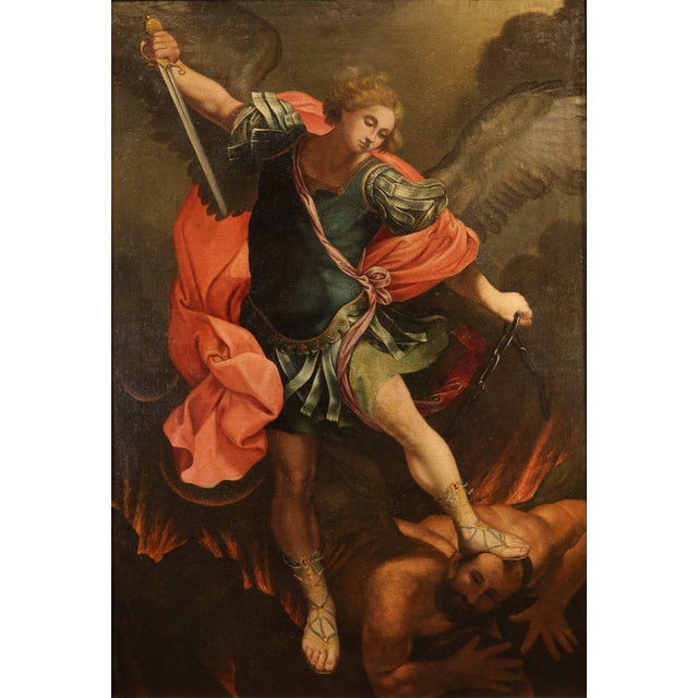Workshop of Guido Reni, Saint Michael the Archangel, 1650, Oil on Canvas For Sale - Image 11 of 11