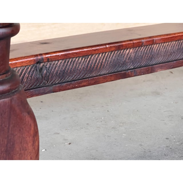 Early 20th Century Catalan Spanish Carved Walnut Console Table with Two Drawers For Sale - Image 12 of 18