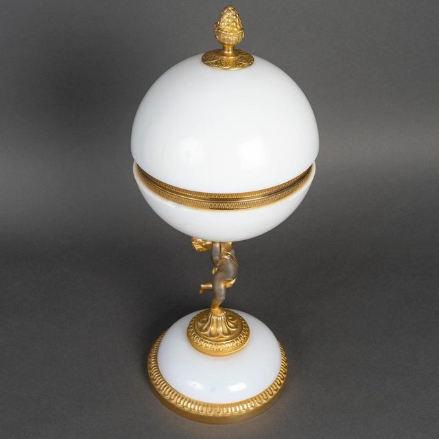 Napoleon III Opaline Candy Dish with Gilded Bronze Frame, Early 20th Century For Sale - Image 3 of 11