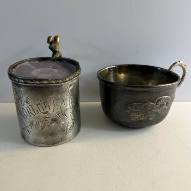 Silver 1893 and 1904 World's Fair Cup and Candle Holder - Set of 2 For Sale - Image 8 of 8
