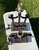 Vintage Neoclassical Metal Scroll Table Lamps, Pair For Sale - Image 10 of 11