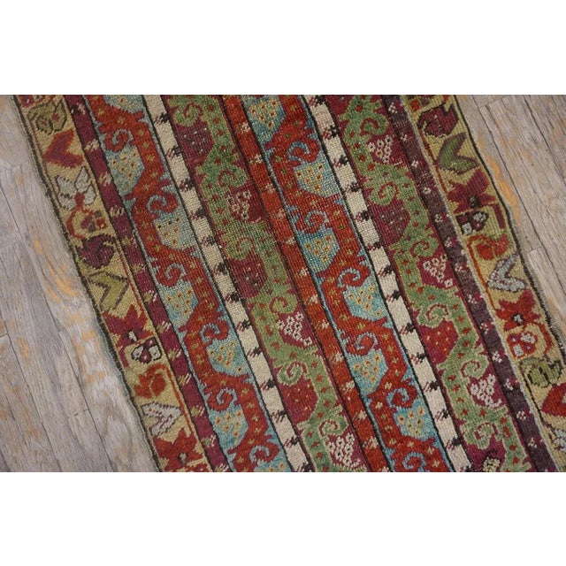 Textile 1880s Multicolor Abstract Geometric Antique Turkish Sivas Yastik Carpet 1'8" X 3'1" Handknotted Wool Rug For Sale - Image 7 of 15