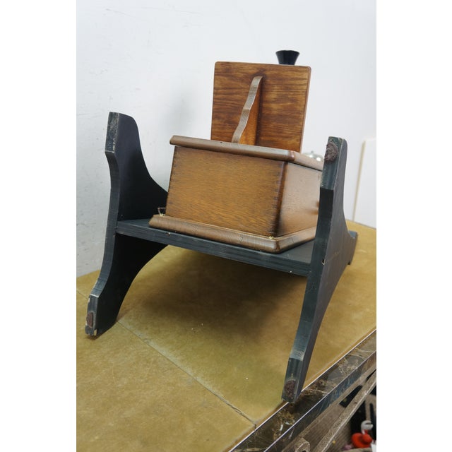 Antique Sears Roebuck & Co Oak Hand Crank Wall Telephone Phone on Stand 24" For Sale - Image 14 of 18