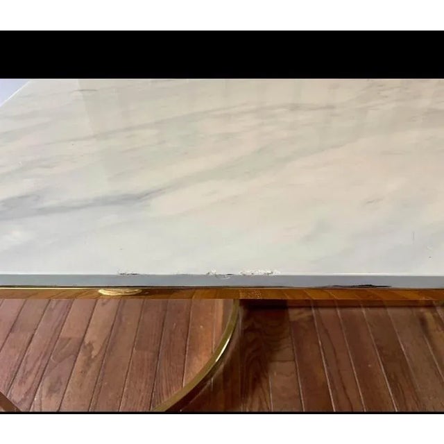 Metal 1990s Vintage Modern Italian Marble and Brass Coffee Table For Sale - Image 7 of 7