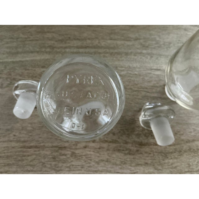 Vintage Pyrex Borosilicate Glass Apothecary Bottles With Stoppers - Pair For Sale - Image 10 of 14