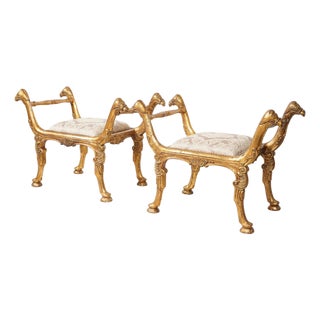 Pair of Giltwood Benches For Sale