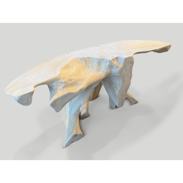 Andrianna Shamaris Bleached Sculptural Console Table For Sale - Image 17 of 18