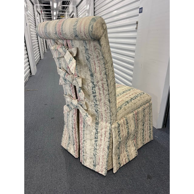 Vintage Designmaster Skirted Parsons Chairs With Bow Tie Backs, Set of 7 For Sale - Image 9 of 12