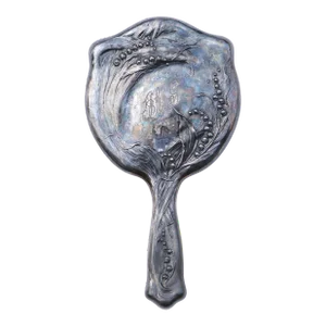 1900's Antique Art Nouveau Silver Plated Repousse Hand Mirror
