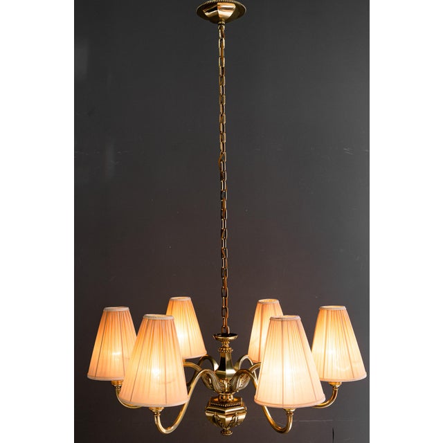 Art Deco Chandelier with Fabric Shades, Vienna, 1920s For Sale - Image 12 of 18