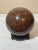 Vintage 6.5” Brown Amber Marble Ball Sphere Orb on Lacquered Wood Stand For Sale - Image 9 of 12