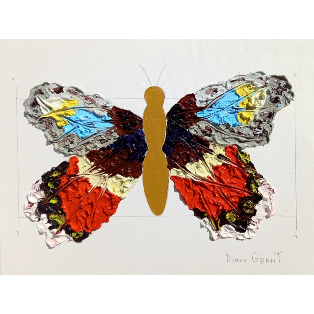 Contemporary Set of 6 - One-of-a-Kind Unframed Original Butterflies Oil Paintings, Unique Pieces For Sale - Image 3 of 7