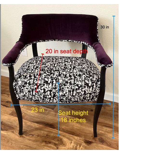 Custom Masland-Duran Mid-Century Library Chair - Plum Scalamandre Velvet & Black/White Chenille - Restored Accent Chair For Sale - Image 9 of 11